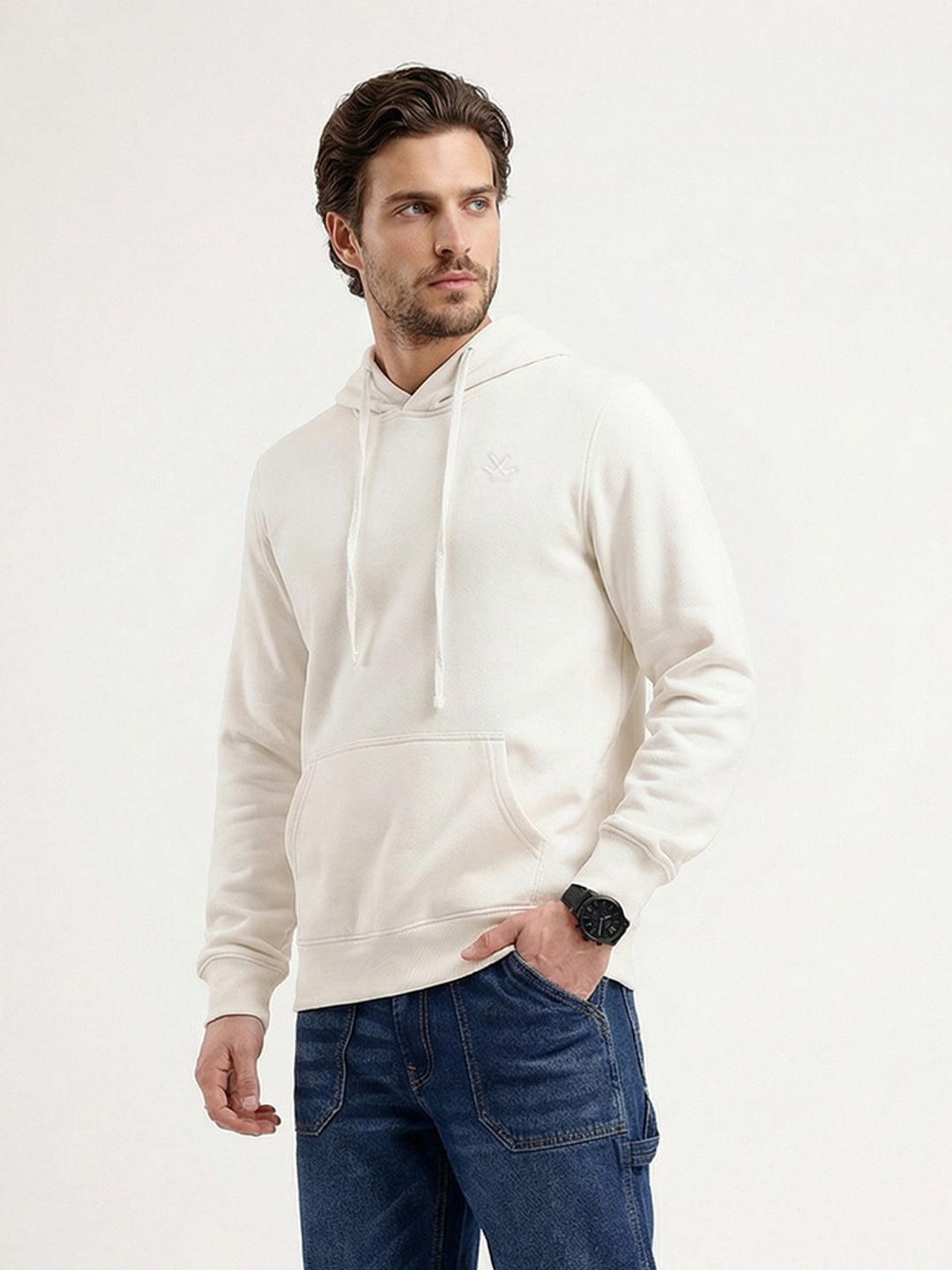 Solid Regular Fit Hoodie | Off White