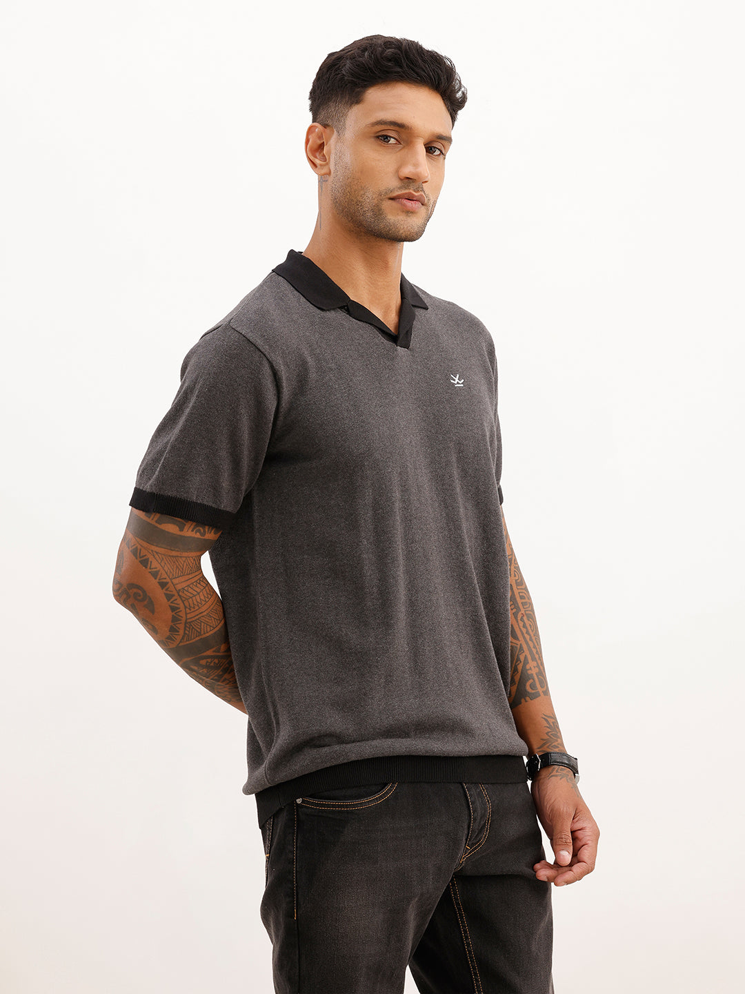Regular Fit Flat Knit Polo T-Shirt | Blue