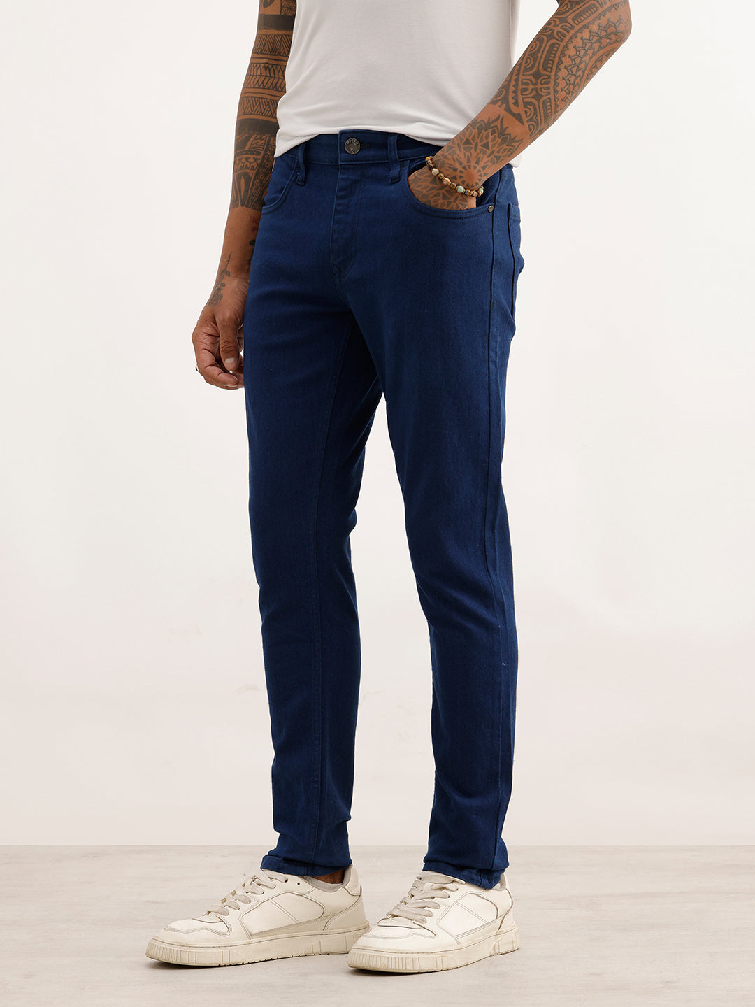 Solid Skinny Fit Denim Jeans | Dark Blue