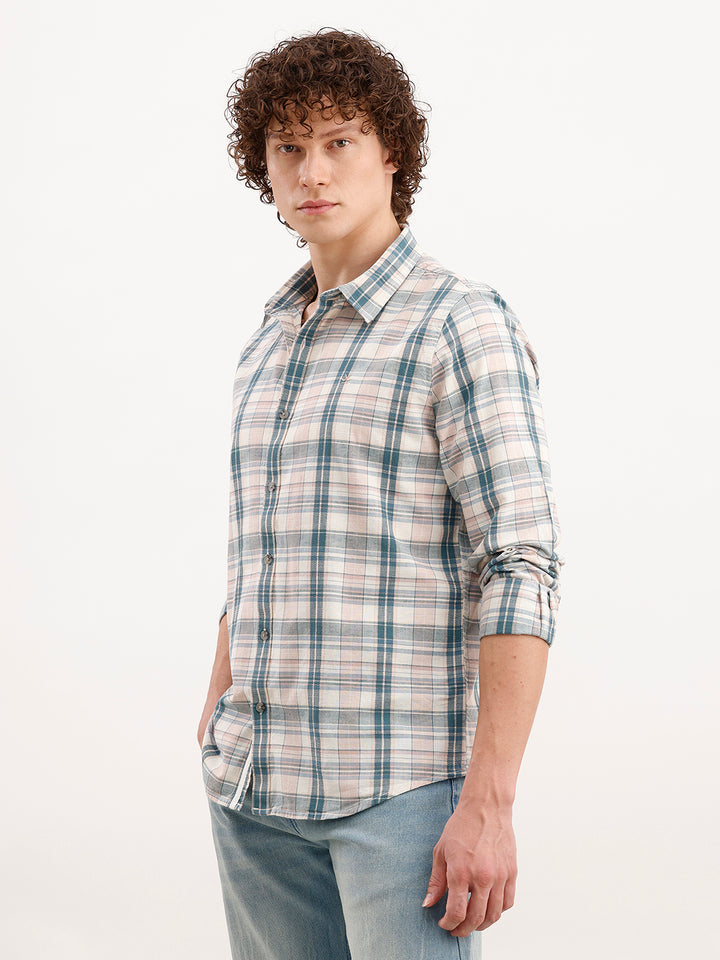 Slim Fit Checkered Shirt  | Green