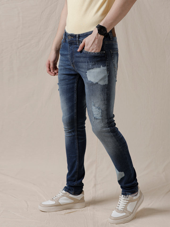 Distressed Medstone Blue Jeans