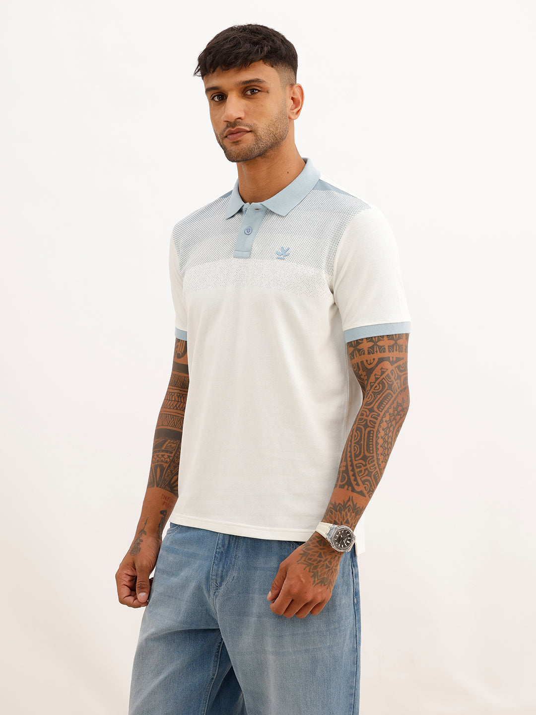 Regular Fit Placement Printed Polo T-Shirt | Off White