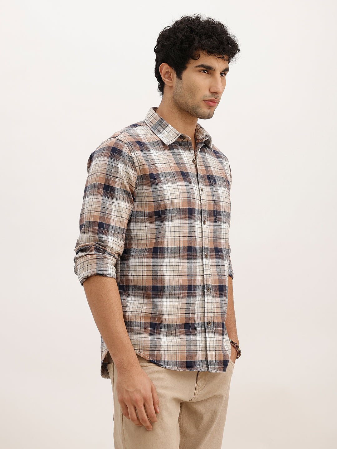 Slim Fit Checkered Full Sleeve Shirt | Multicolor