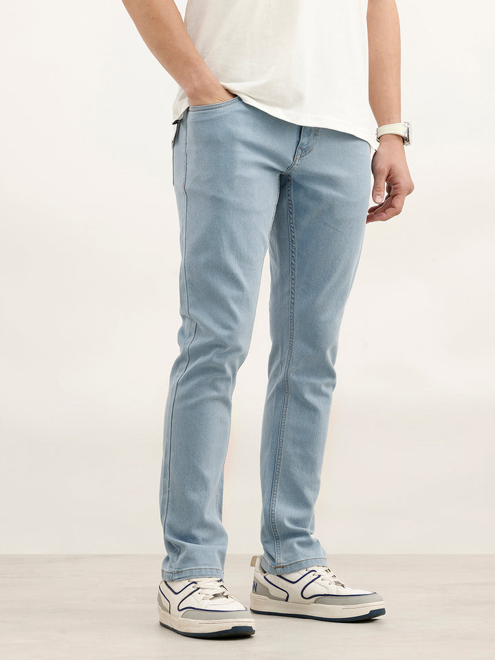 Solid Slim Fit Denim Jeans | Light Blue