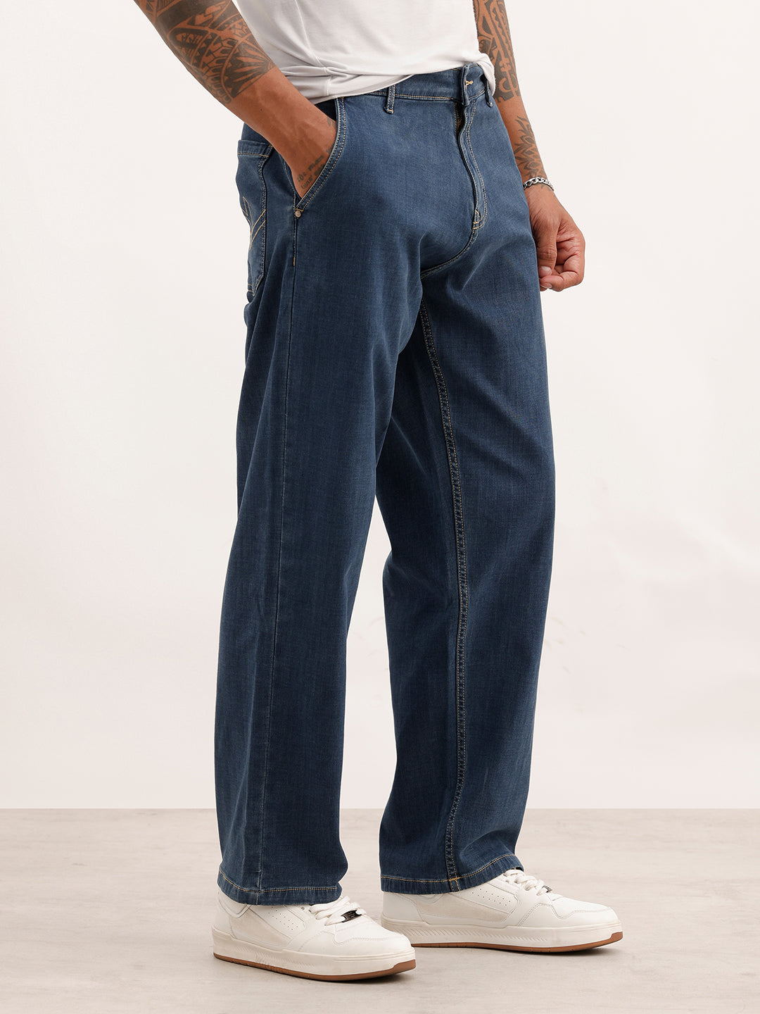 Solid Loose Fit Denim Jeans | Blue | WWJN9802S