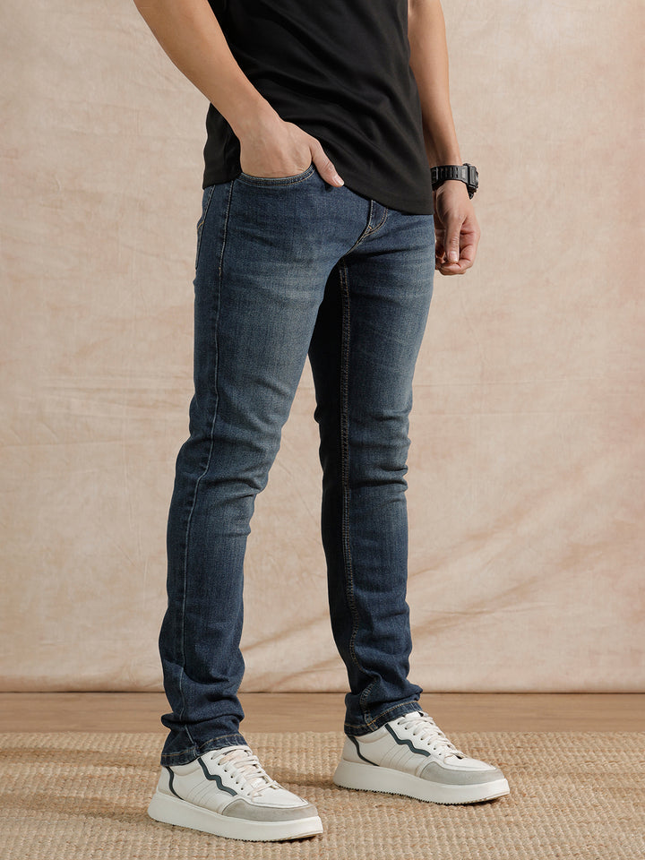 Casual Heavy Fade Slim Fit Jeans | Blue