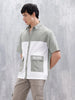 Oversized Fit Colourblock Shirt With Contrast Utility Pockets | White And Grey