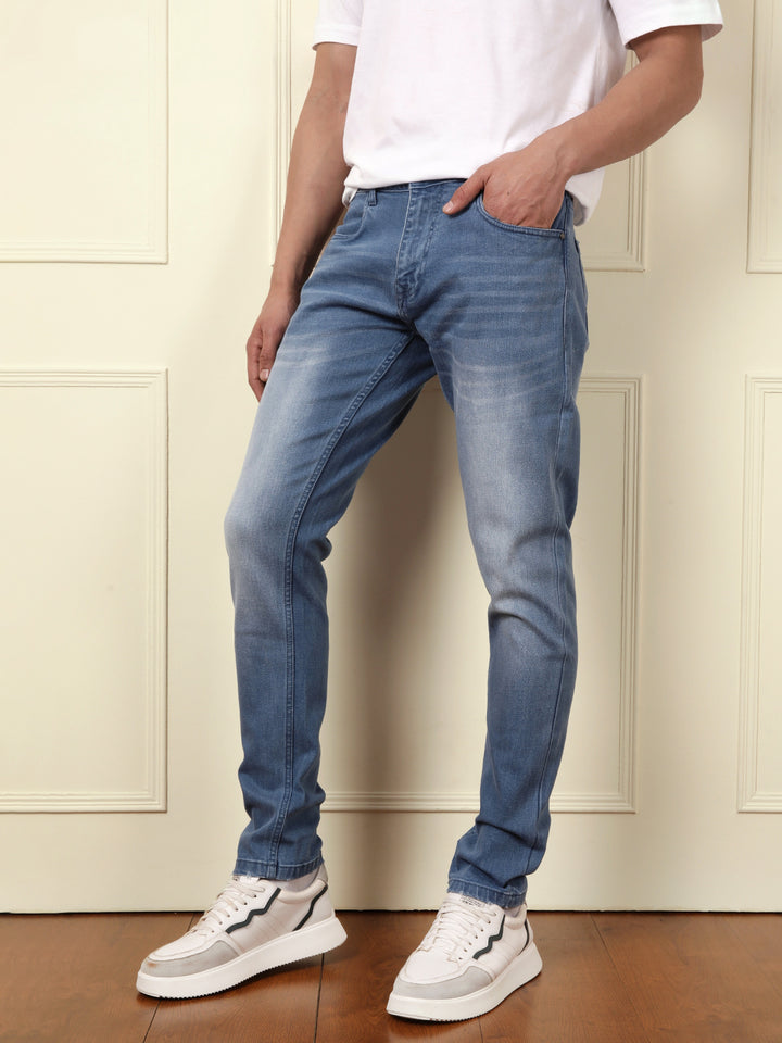 Linen Blend Denim Jeans | Light Blue