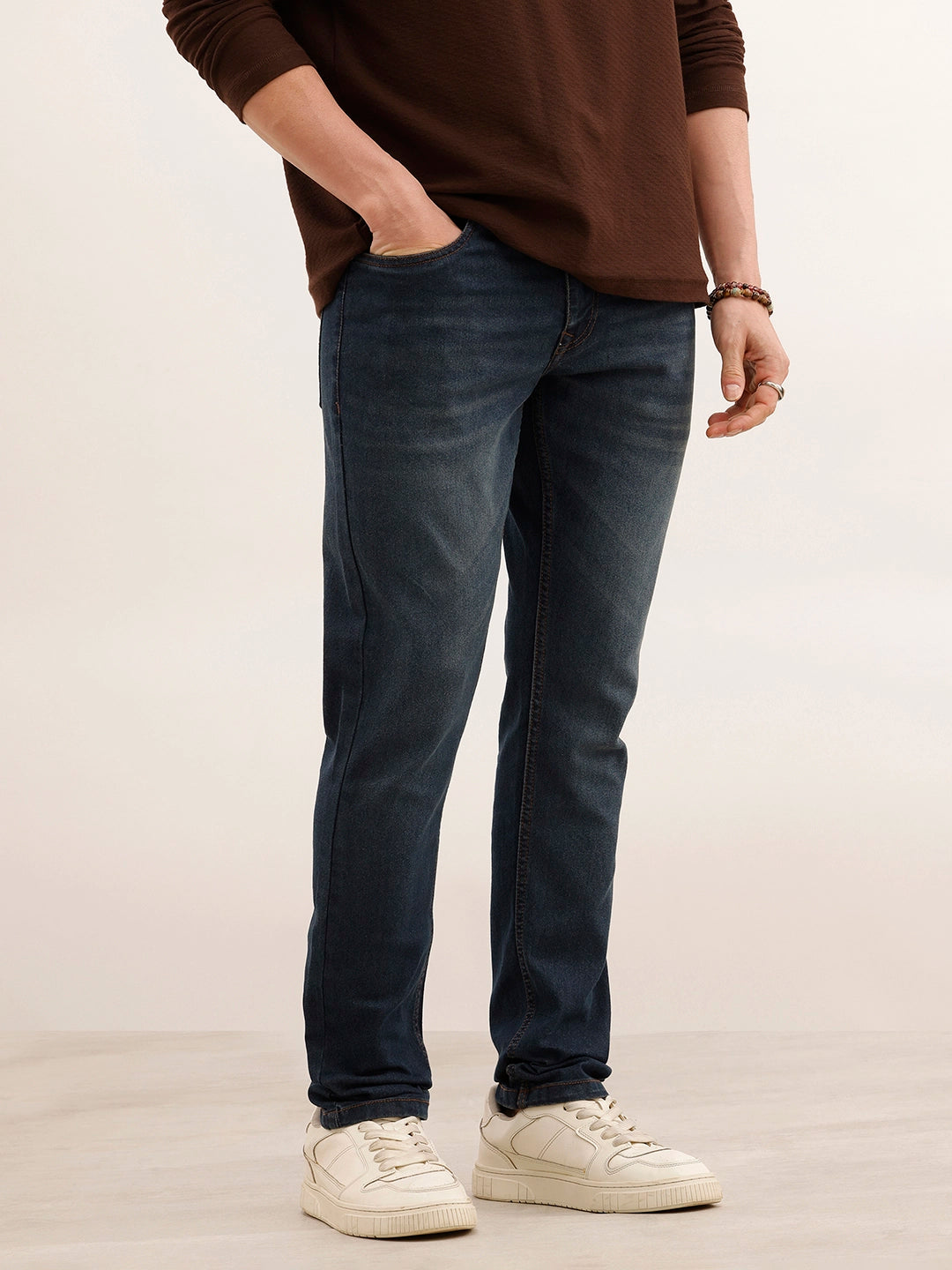 Slim Fit Faded Denim Jeans | Blue