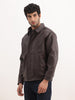 Solid Comfort Fit Zipper Jacket | Brown
