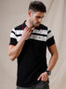 Colour Blocked Cotton Stripes Polo T-Shirt