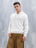 Men's Solid Casual Hoodie Pullover | White