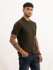 Textured Slim Fit Polo T-Shirt | Olive