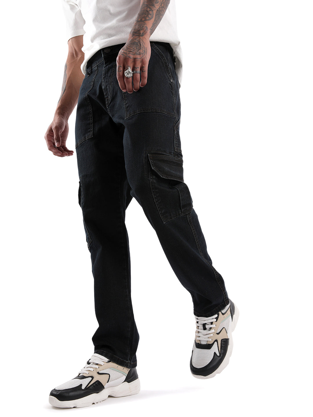 Black Cargo Stitch Jeans