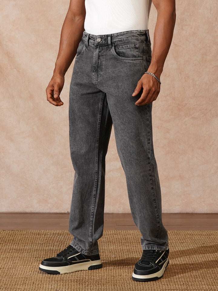 Light Fade Straight Fit Jeans | Black