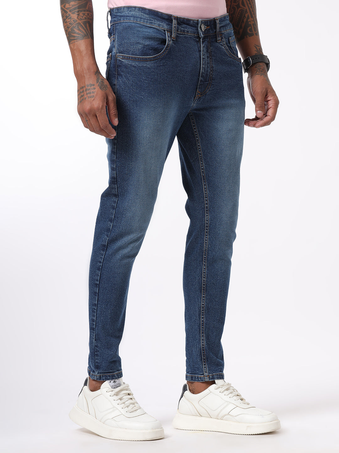 Indigo Cropped Skinny Fit Jeans