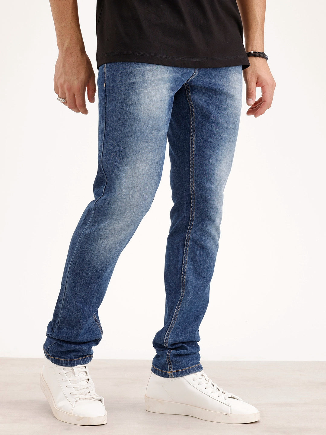 Faded Skinny Fit Denim Jeans | Dark Blue