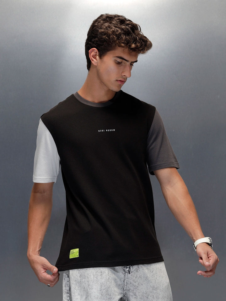 Men's casual colourblock regualr fit t-shirt | Black