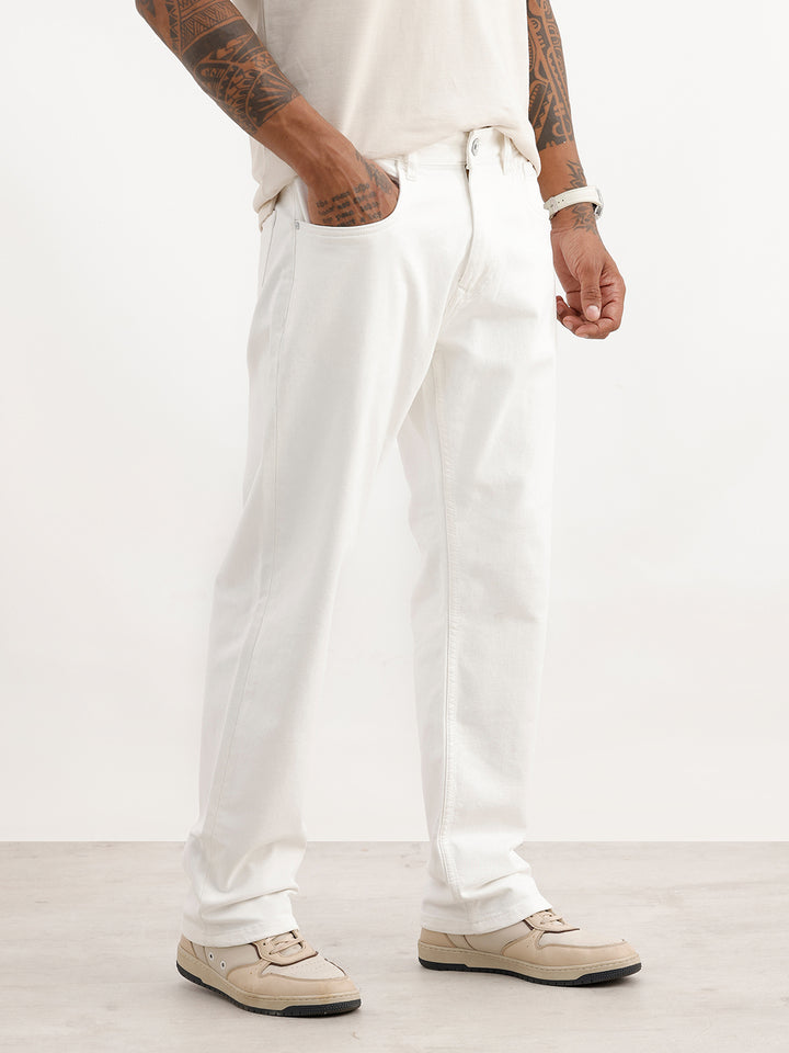 Solid Anti Fit Denim Jeans | White