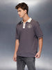 Men’s casual contrast collar polo t-shirt | Charcoal