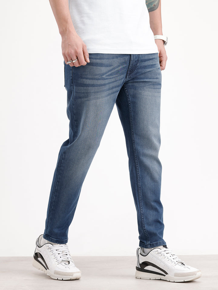 Skinny Cropped Washed Denim Jeans | Blue