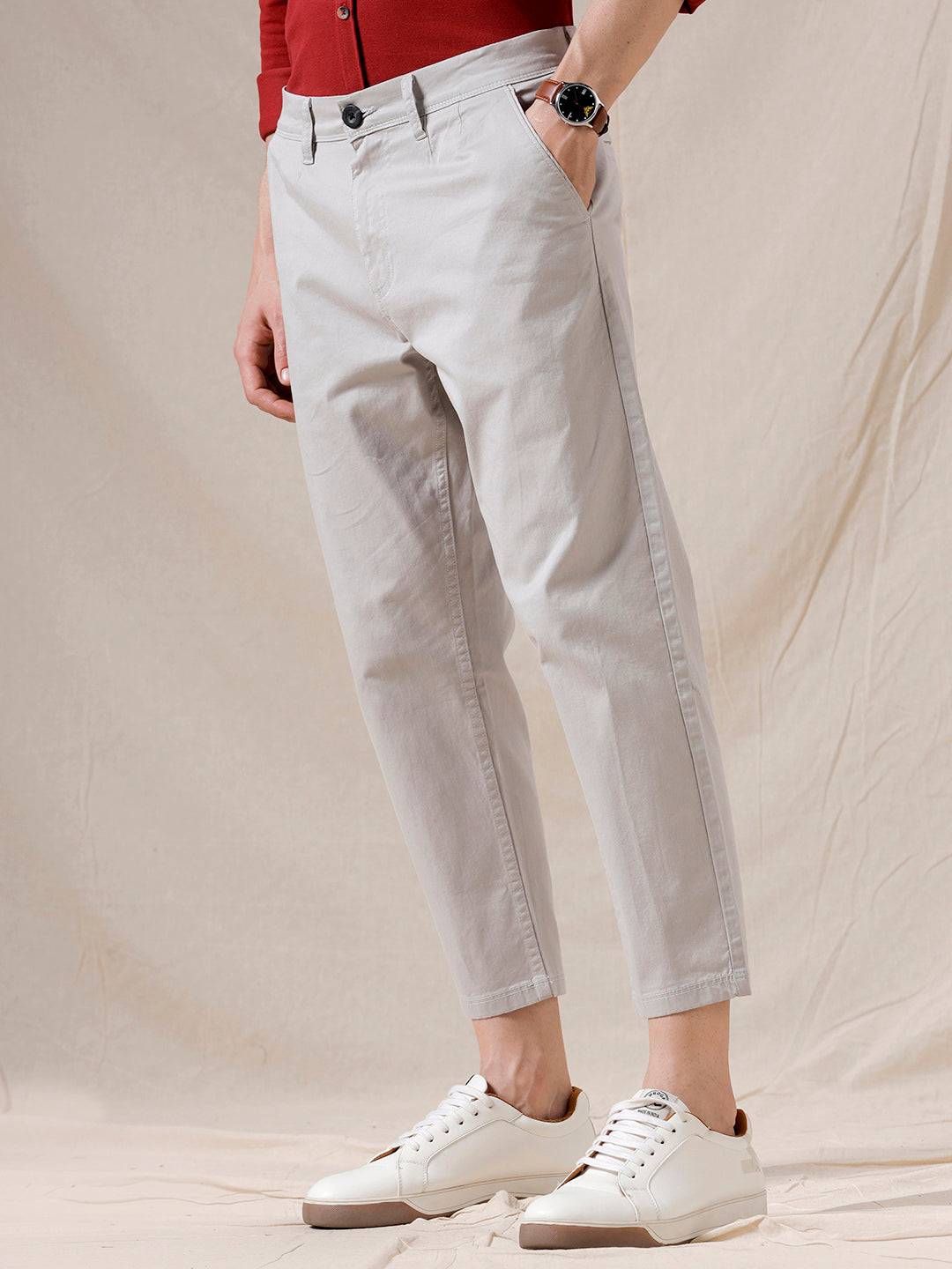 Classic Tapered Fit Grey Trousers