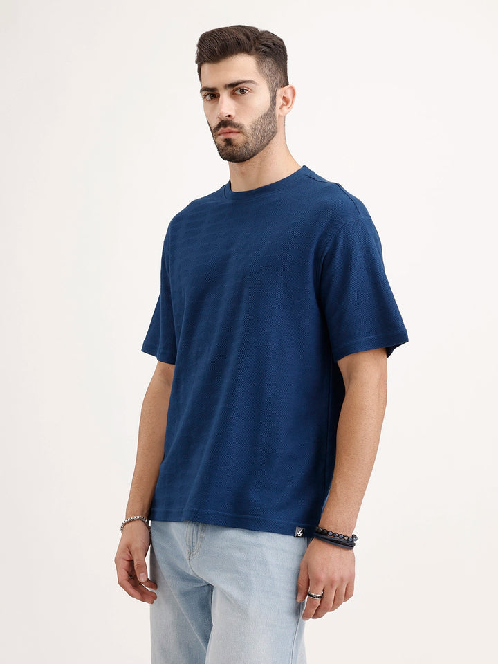 Oversized Textured T-Shirt | Dark Blue