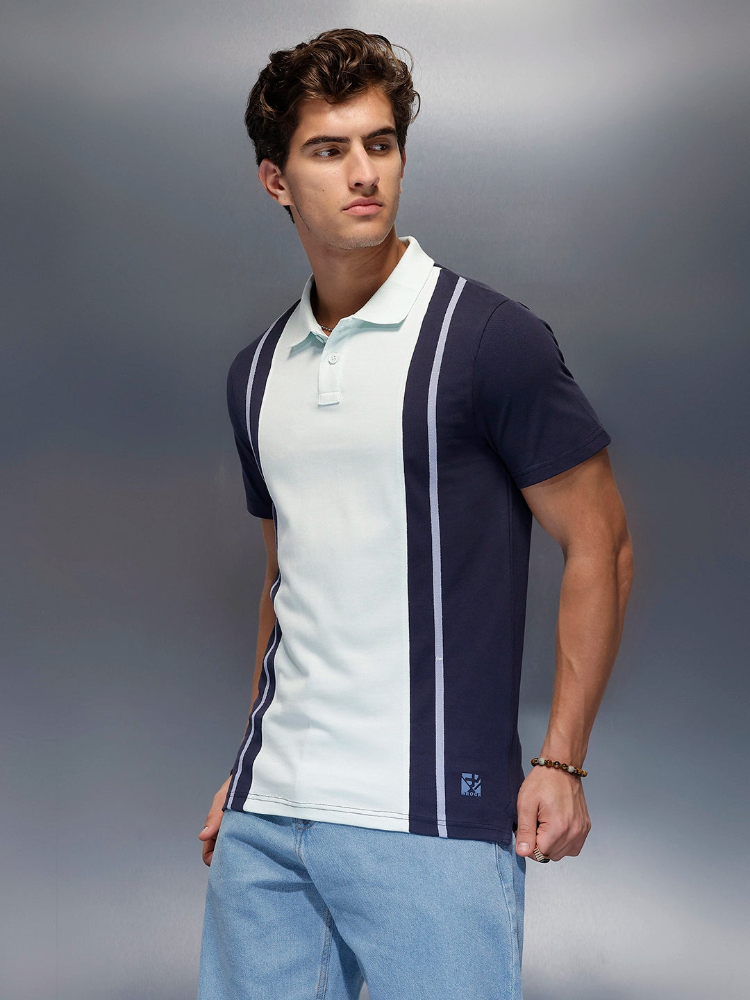 Classic Printed Regular Fit Polo   |  Blue