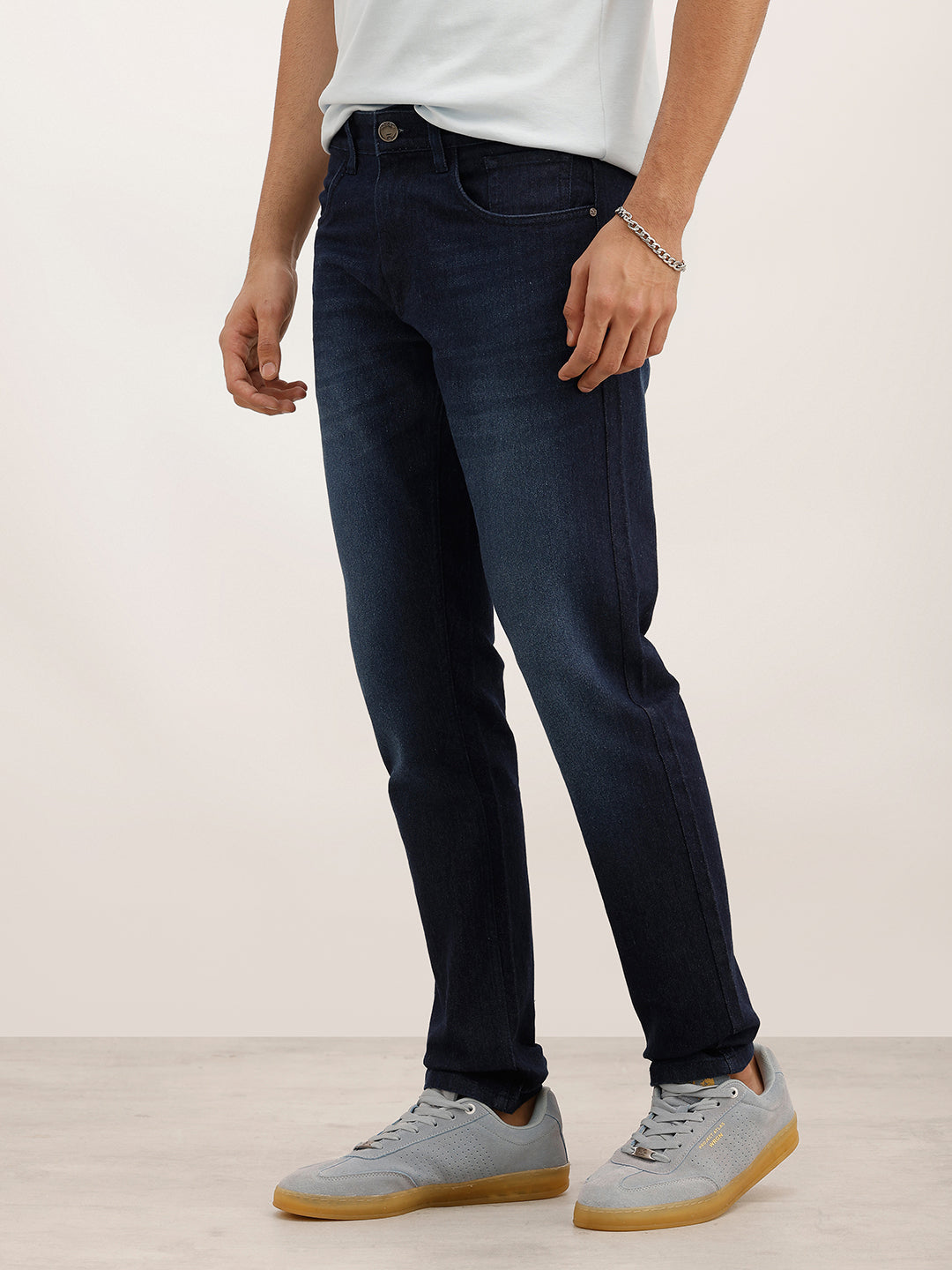 Washed Slim Fit Denim Jeans | Dark Blue