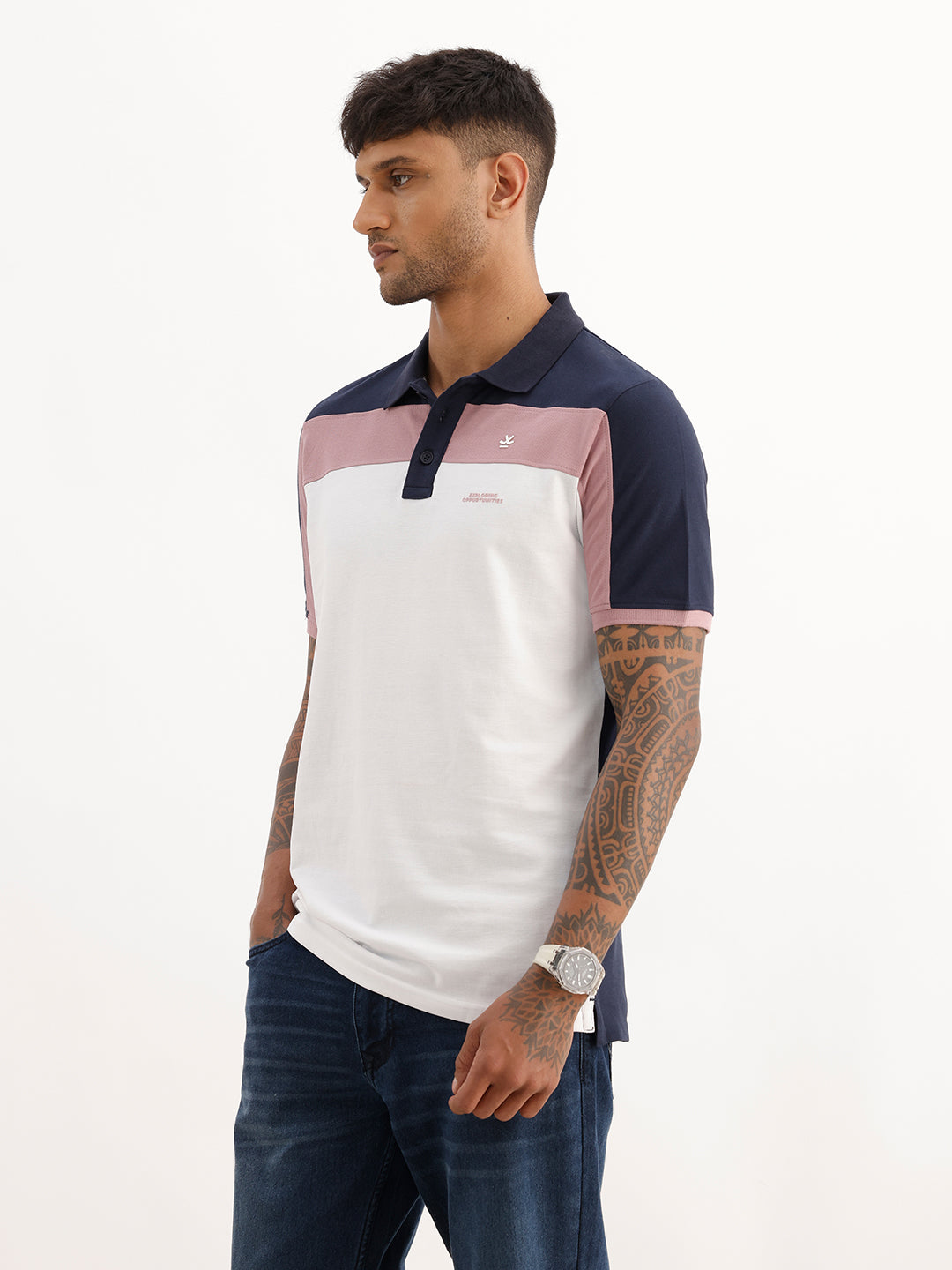 Classic Slim Fit Cut & Sew Polo T-Shirt | Navy Blue