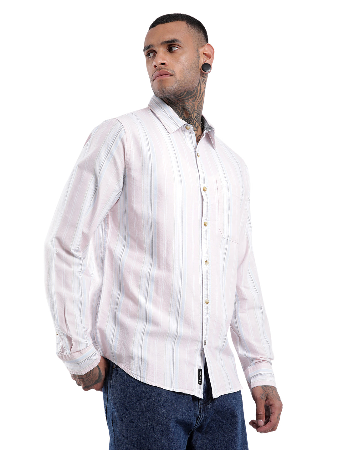 Pink & White Striped Shirt