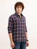 Slim Fit Checkered Shirt  | Navy Blue