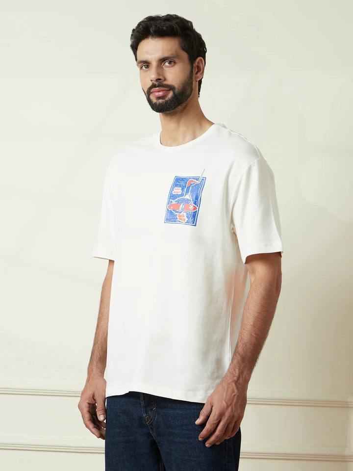 Printed Heavy GSM Oversized T-Shirt | Off White