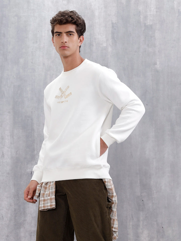 Men's Casual Branded Comfort Fit Sweatshirt  | Snow White