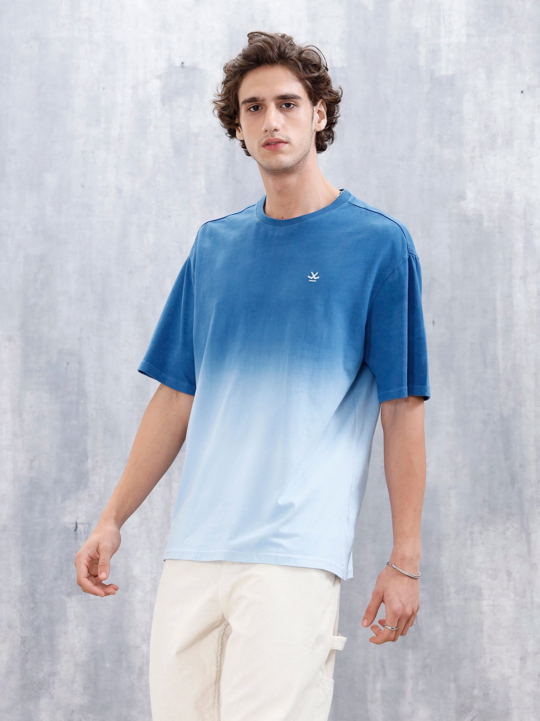 Ombre Dye Oversized Fit T-Shirt For Men | Blue