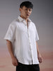 Textured Half Sleeve White Shirt