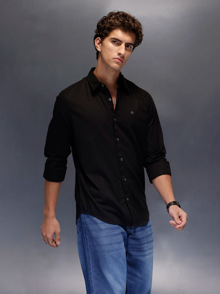 Men's Slim Fit Casual Shirt  |  Black