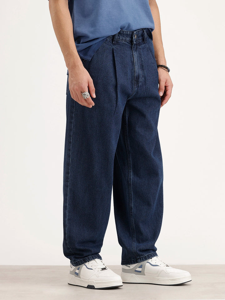 Barrel Fit Denim Jeans | Dark Blue