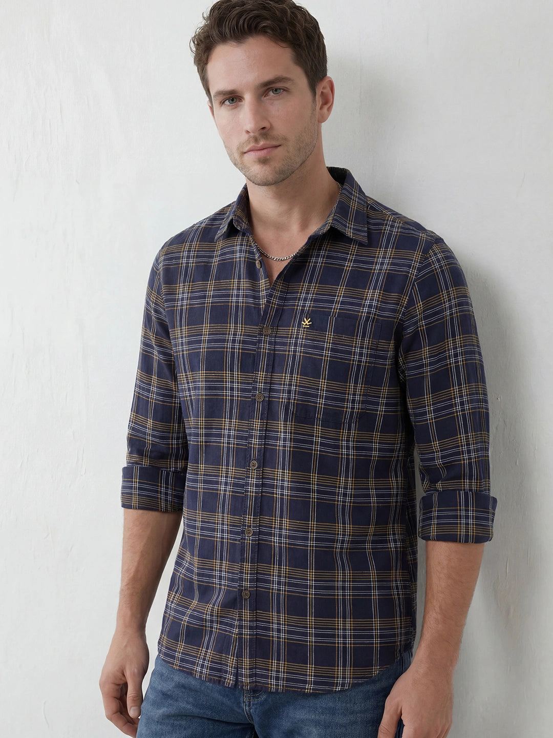 Checkered Slim Fit Full Sleeve Shirt | Blue