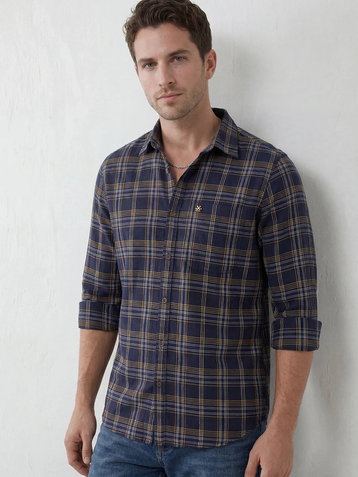 Checkered Slim Fit Full Sleeve Shirt | Blue