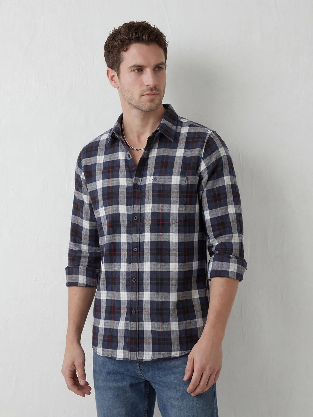 Classic Regular Fit Checkered Shirt | Blue