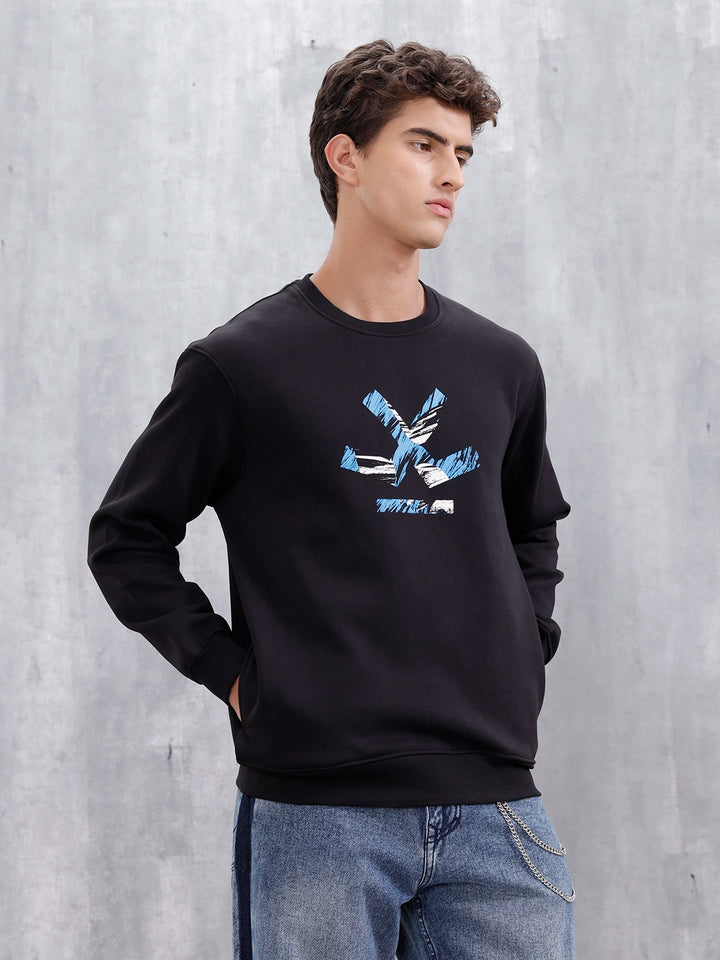 Men's Casual Branded Comfort Fit Sweatshirt | Black