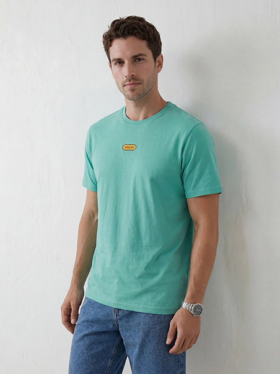 Slim Fit Placement Printed T-Shirt | Green