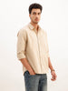 Solid Regular Fit Full Sleeve Overdyed Shirt | Beige