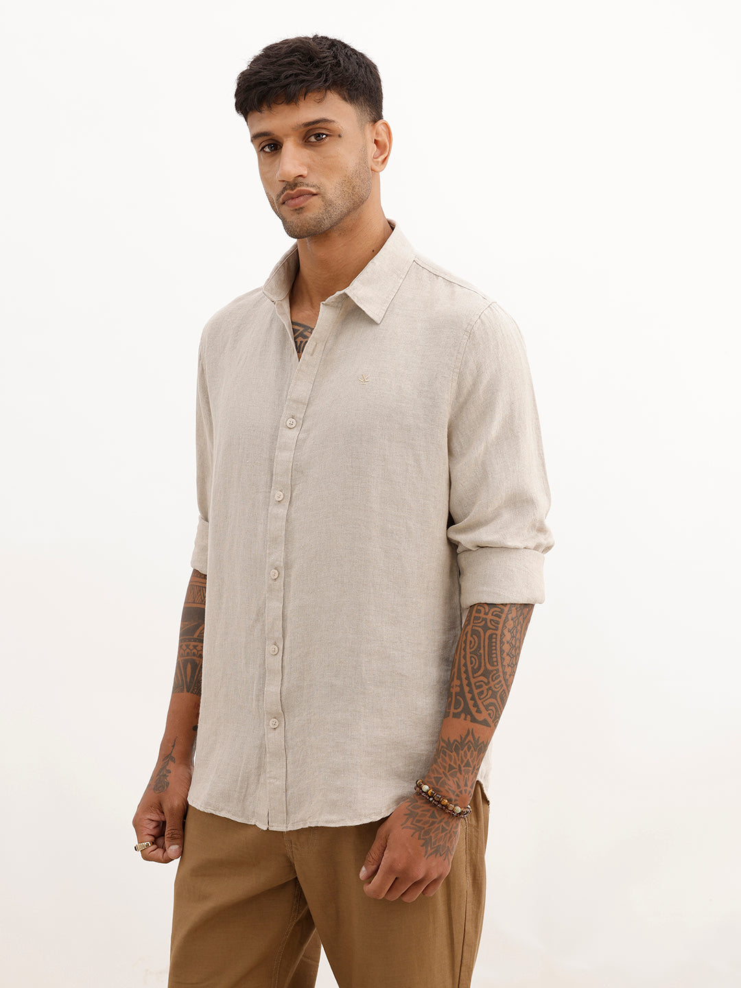 Solid 100% Premium Linen Shirt | Natural | WSH02FSSL0314S