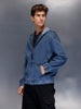 Blue Washed Utility Hooded Zip Jacket | Blue