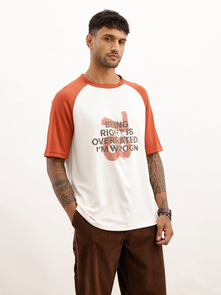 Placement Printed Raglan Collar T-Shirt | Off White