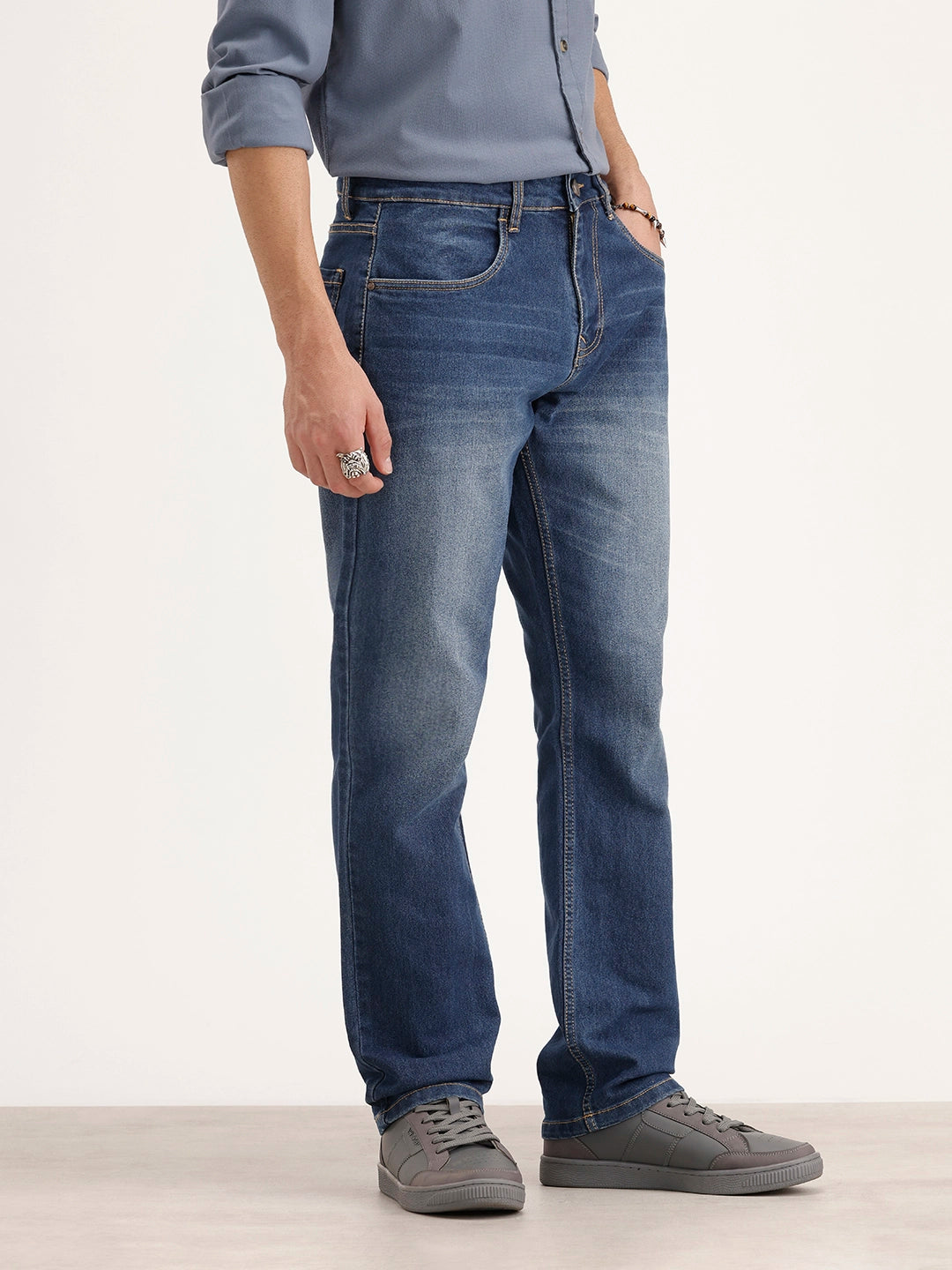 Faded Relaxed Fit Denim Jeans | Light Blue
