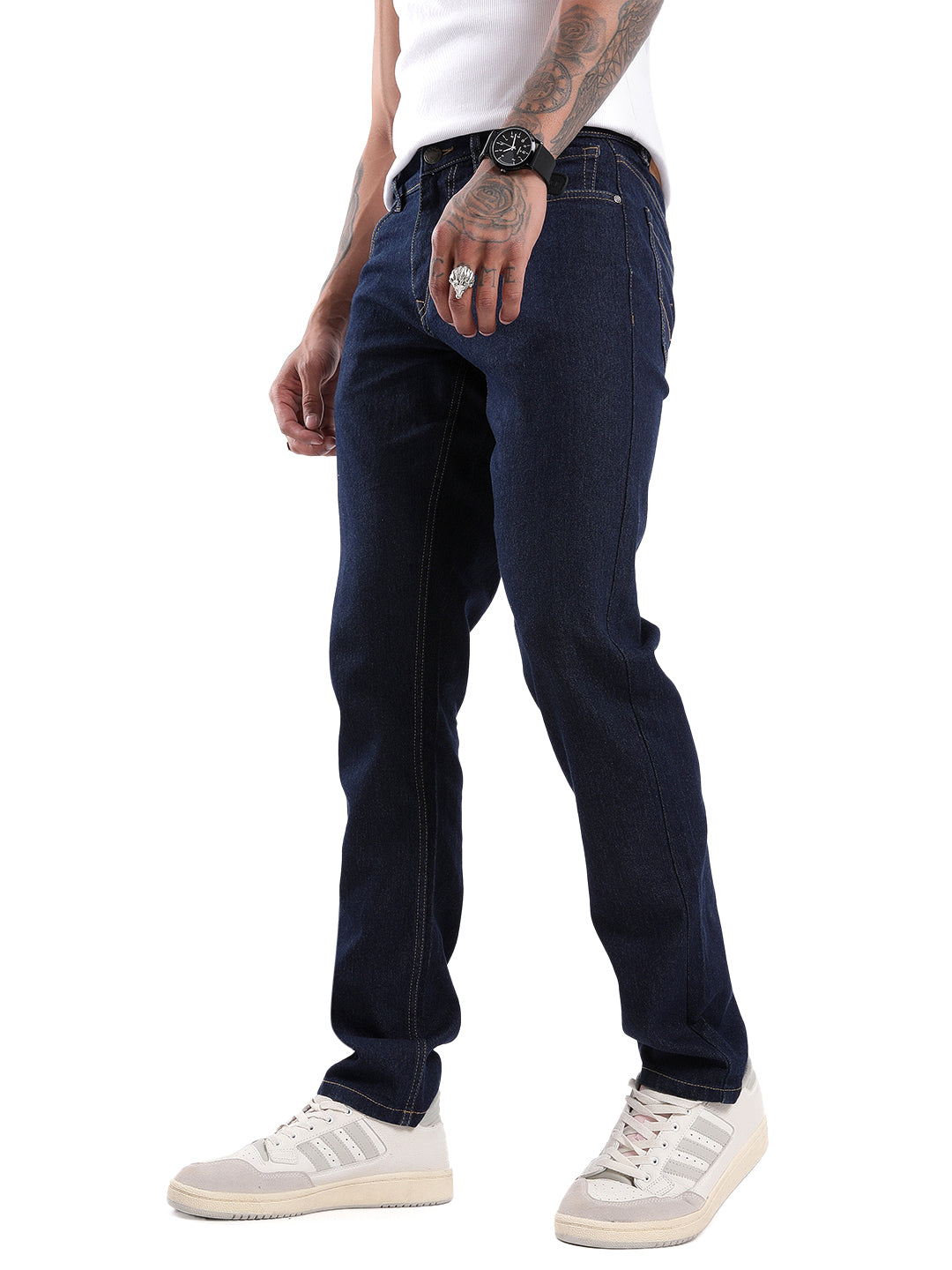 Dark Blue Stride Basic Jeans