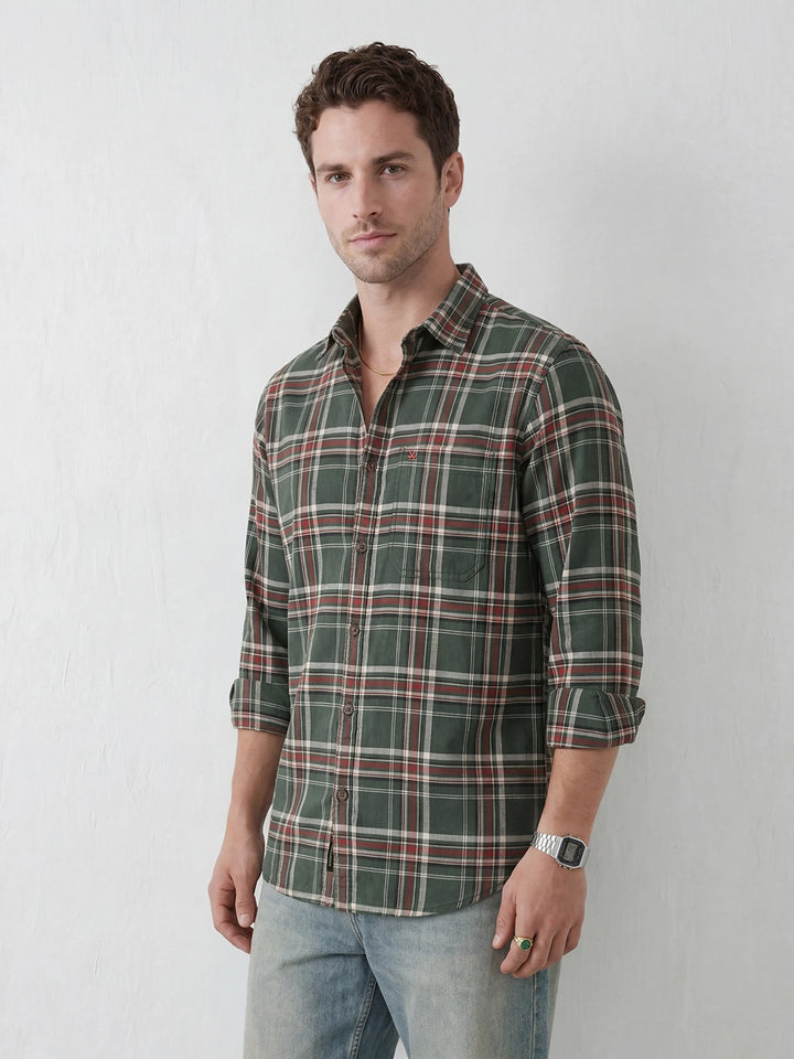 Slim Fit Checkered Shirt | Green